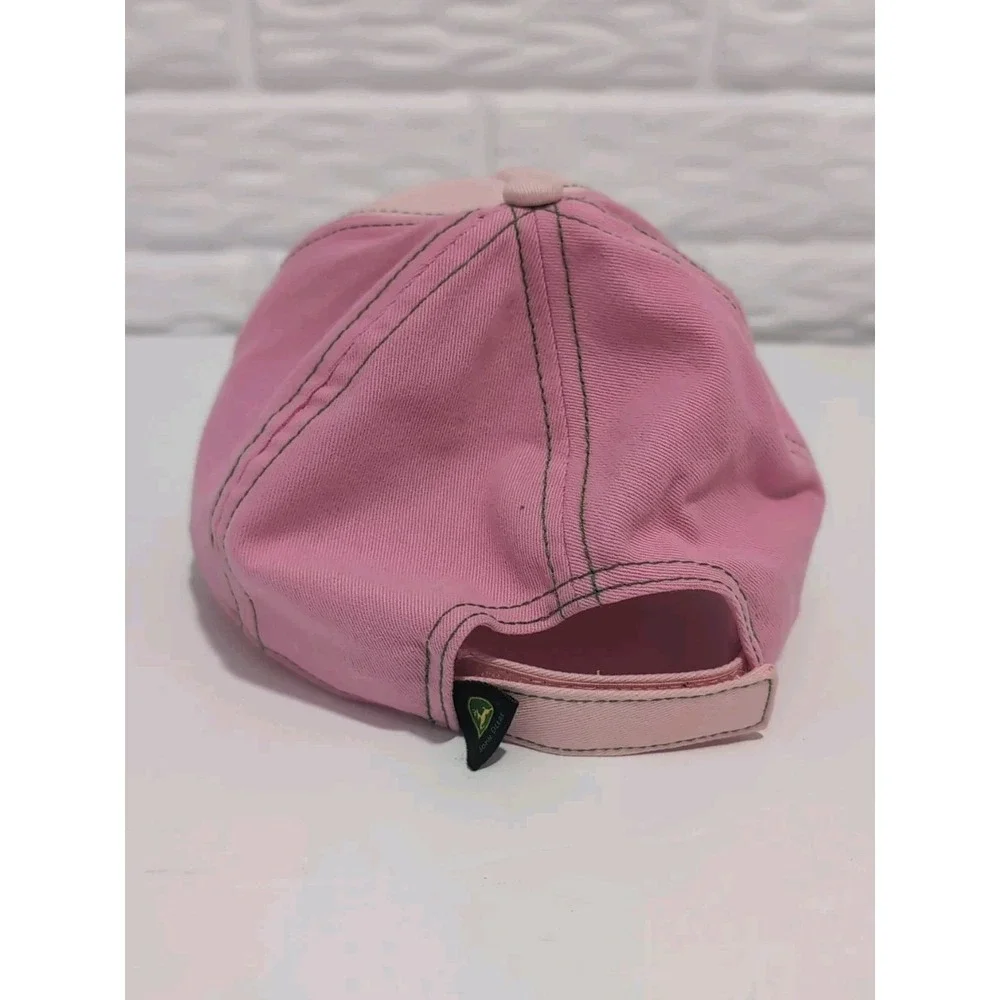 John Deere Pink Butterfly Baseball Cap Hat L/XL Adjustable Cotton Farm Outdoor